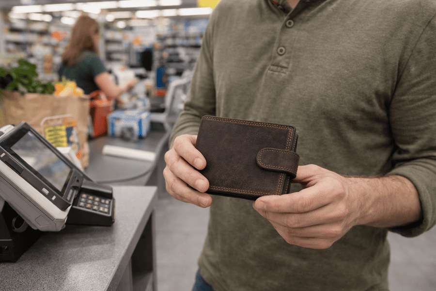 panska kožena peňaženka so zapinanim mk